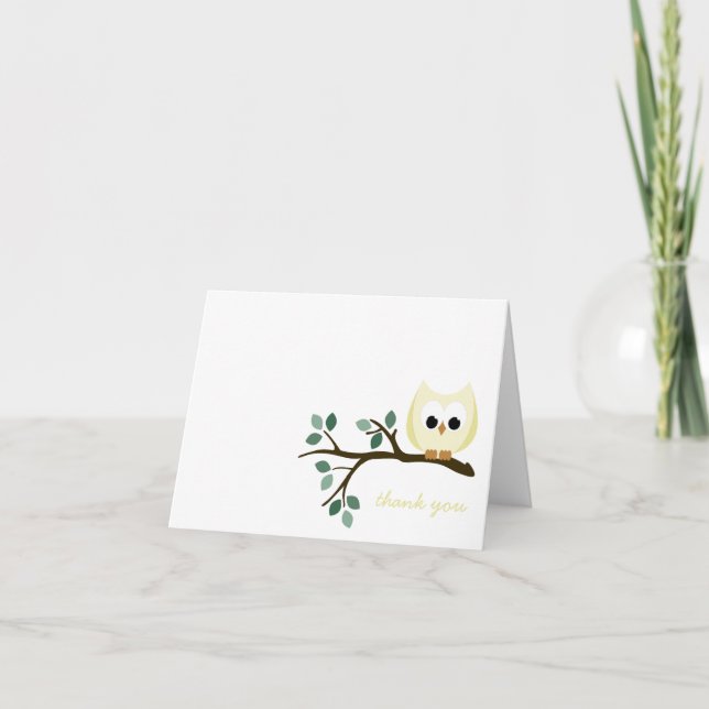 Tarjeta de agradecimiento de búho amarillo (Anverso)