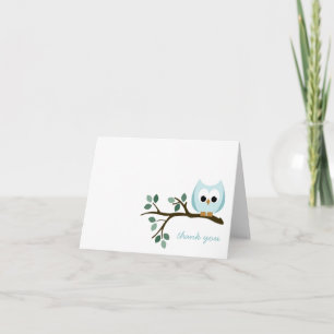 Tarjeta de agradecimiento de búho azul