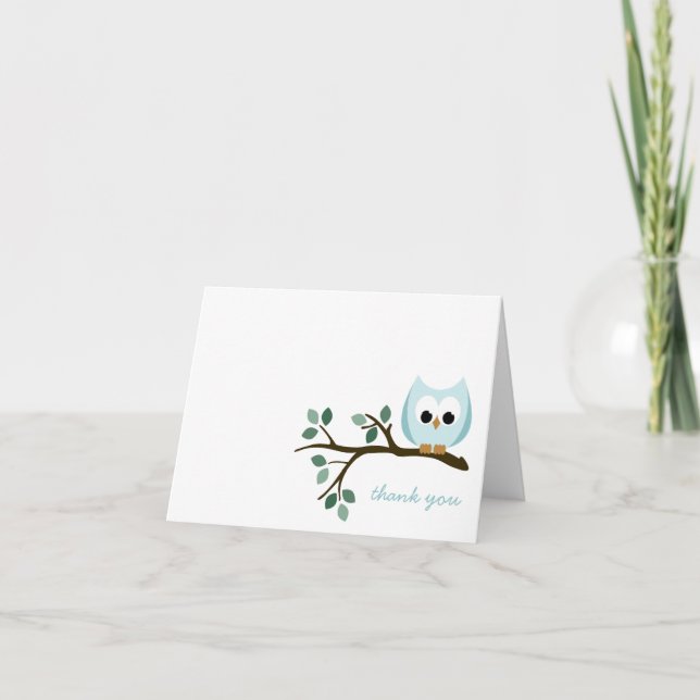 Tarjeta de agradecimiento de búho azul (Anverso)