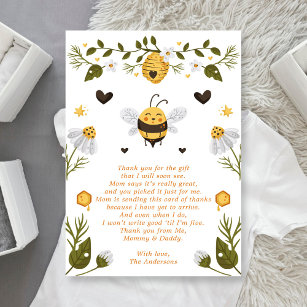 Tarjeta de agradecimiento de Bumblebee Bee Baby Sh