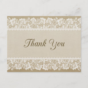 Tarjeta de agradecimiento de Burlap y Lace