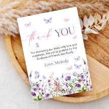 Tarjeta de agradecimiento de Butterfly Wildflower 