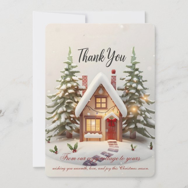 Tarjeta de agradecimiento de cabaña de Navidad aco (Anverso)