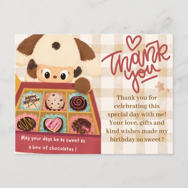 Tarjeta de agradecimiento de cachorro de chocolate (Anverso)
