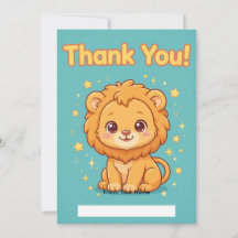 Tarjeta de agradecimiento de cachorro de león bebé