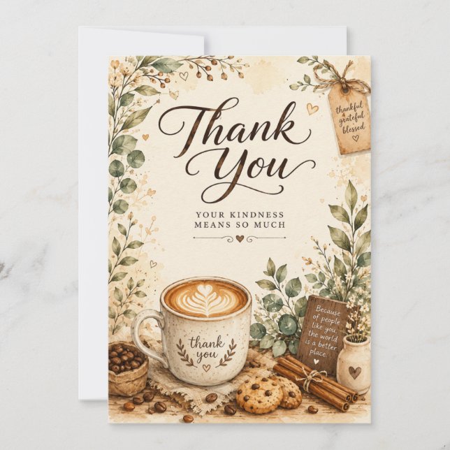 Tarjeta de agradecimiento de café acogedor para am (Anverso)