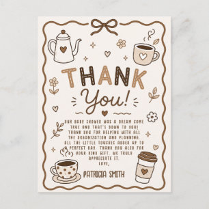 Tarjeta de agradecimiento de café de Baby is Brewi