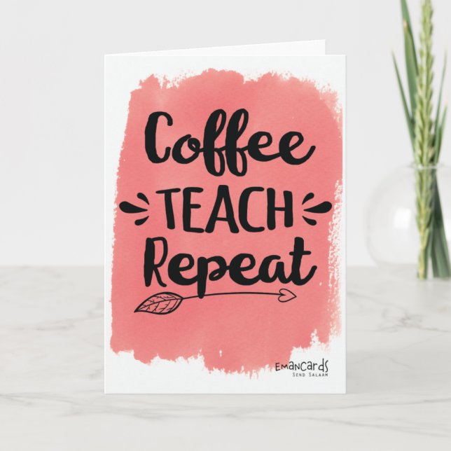 Tarjeta de Agradecimiento de Café Enseña Repite (Anverso)