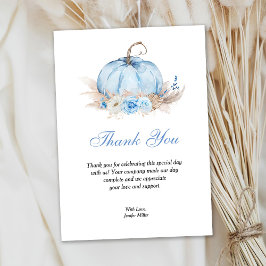 Tarjeta de agradecimiento de calabaza azul