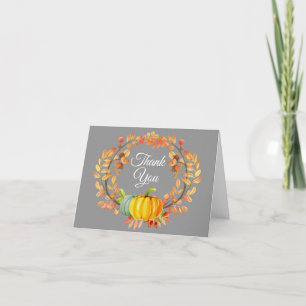 Tarjeta de agradecimiento de calabaza de otoño acu