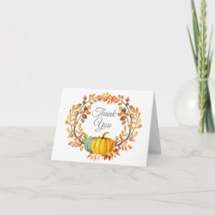 Tarjeta de agradecimiento de calabaza de otoño acu