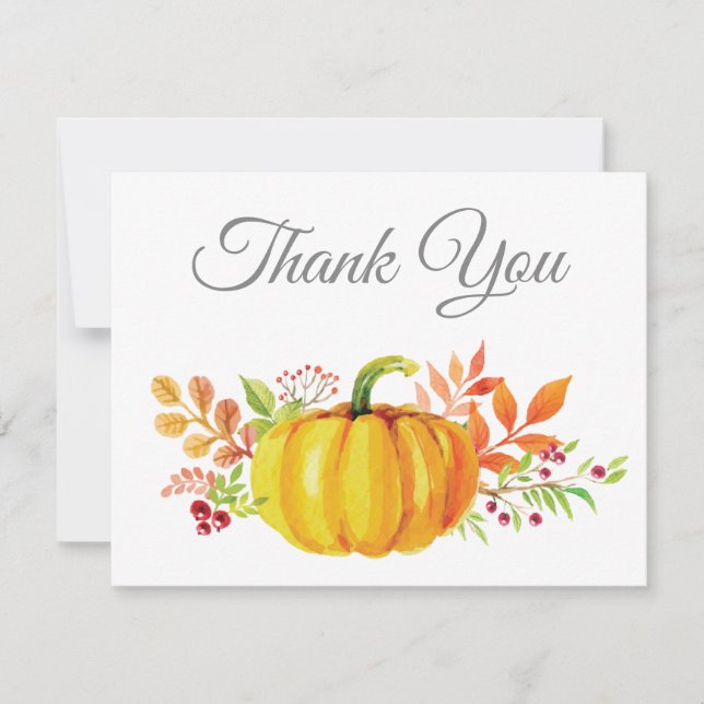 Tarjeta de agradecimiento de calabaza de otoño con (Anverso)