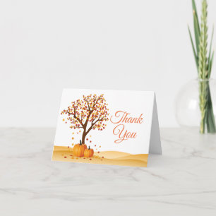 Tarjeta de agradecimiento de calabaza de otoño en