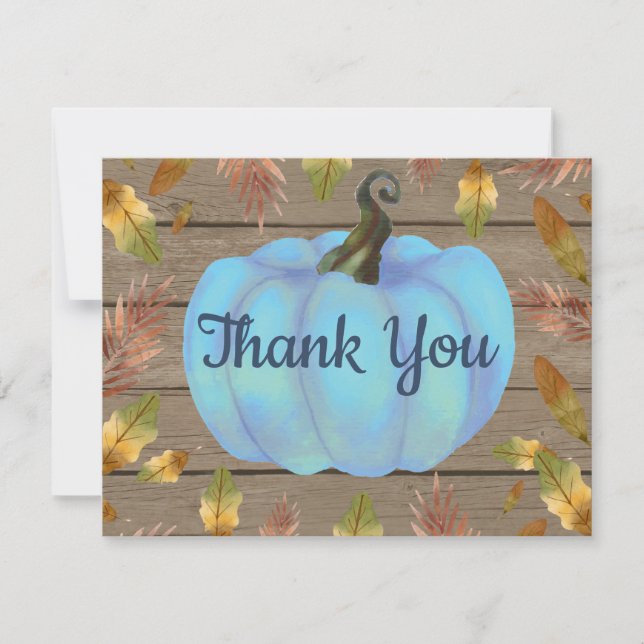 Tarjeta de agradecimiento de calabaza de otoño en  (Anverso)