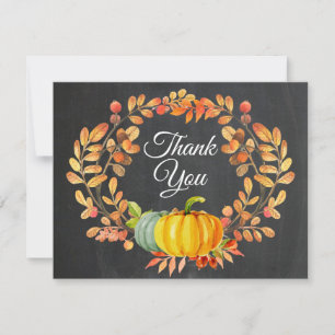 Tarjeta de agradecimiento de calabaza de otoño en 
