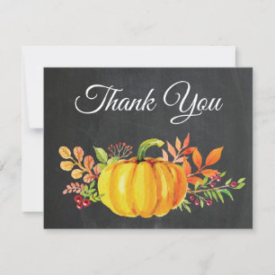 Tarjeta de agradecimiento de calabaza de otoño en