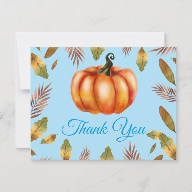 Tarjeta de agradecimiento de calabaza de otoño en  (Anverso)