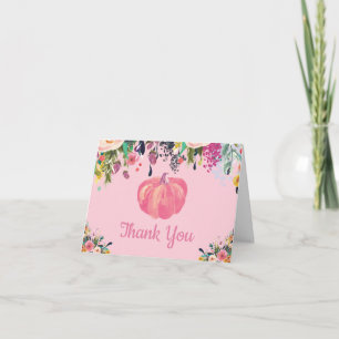 Tarjeta de agradecimiento de calabaza de otoño flo