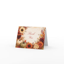 Tarjeta de agradecimiento de calabaza floral de ot