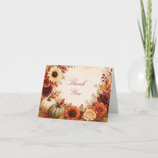 Tarjeta de agradecimiento de calabaza floral de ot