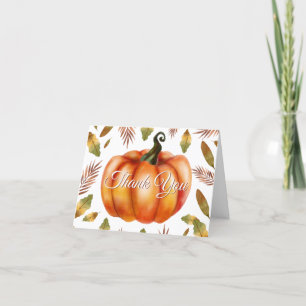 Tarjeta de agradecimiento de calabaza naranja de o