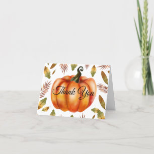 Tarjeta de agradecimiento de calabaza naranja de o