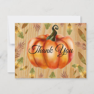 Tarjeta de agradecimiento de calabaza naranja de o
