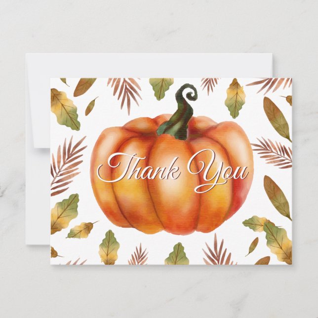 Tarjeta de agradecimiento de calabaza naranja de o (Anverso)