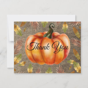 Tarjeta de agradecimiento de calabaza otoñal en ac
