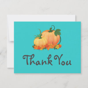 Tarjeta de agradecimiento de calabaza pequeña turq