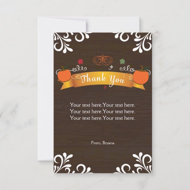 Tarjeta de agradecimiento de calabazas de otoño y  (Anverso)