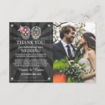 Tarjeta de agradecimiento de calaveras Foto gótica