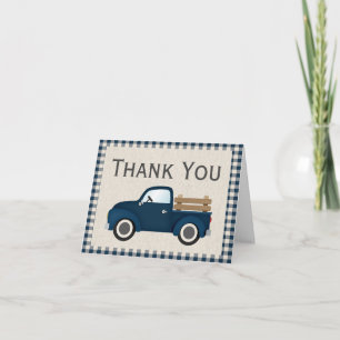 Tarjeta de agradecimiento de camión azul rústico