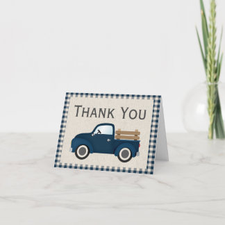 Tarjeta de agradecimiento de camión azul rústico