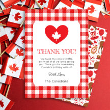 Tarjeta de agradecimiento de Canada Day Heart