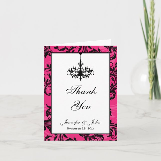 Tarjeta de agradecimiento de candelabro rosa negro (Anverso)
