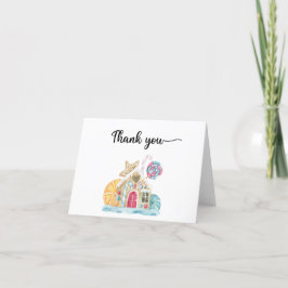 Tarjeta de agradecimiento de casa de jengibre