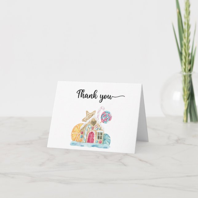Tarjeta de agradecimiento de casa de jengibre (Anverso)