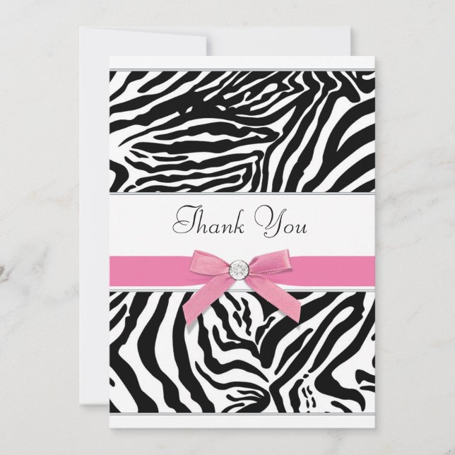Tarjeta de agradecimiento de cebra rosa (Anverso)