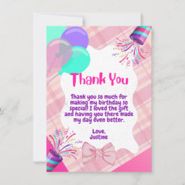 Tarjeta de agradecimiento de celebración rosa