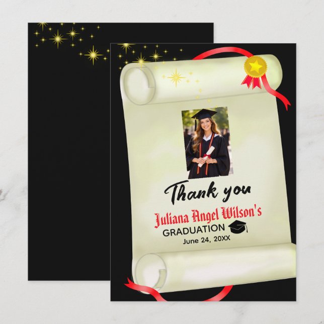 Tarjeta de agradecimiento de certificado de gradua (Anverso / Reverso)