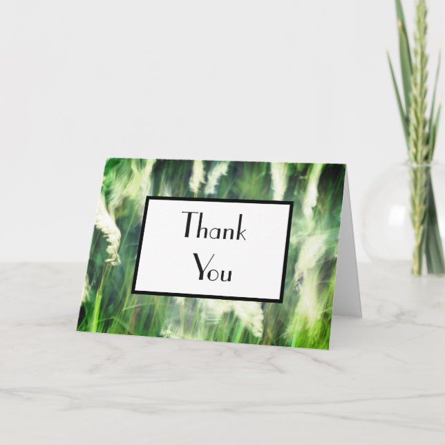 Tarjeta de agradecimiento de césped verde soñador (Anverso)