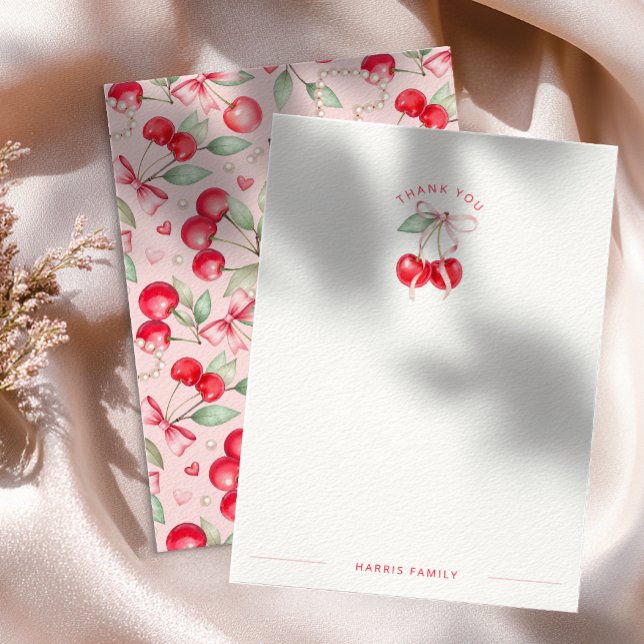 Tarjeta de agradecimiento de Cherry on Top Coquett (Cherry Thank You Card)