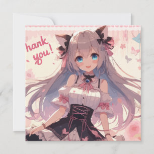 Tarjeta de agradecimiento de chica de anime 
