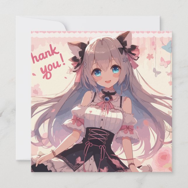 Tarjeta de agradecimiento de chica de anime  (Anverso)
