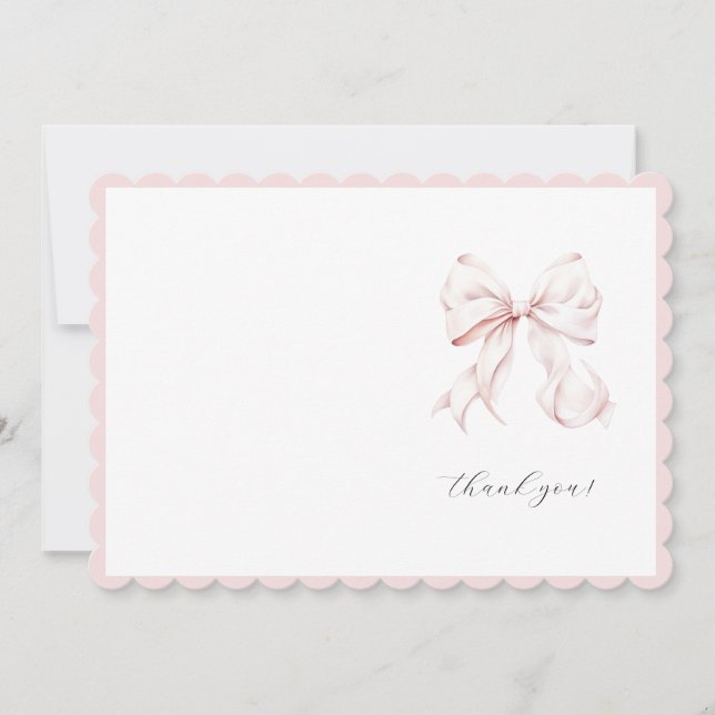 Tarjeta de agradecimiento de Chica de Bow rosa lin (Anverso)