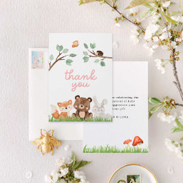 Tarjeta de agradecimiento de chica Woodland Baby S