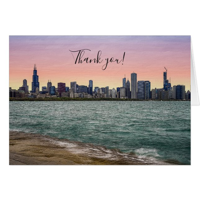 Tarjeta de agradecimiento de Chicago Skyline Paint (Anverso (Horizontal))
