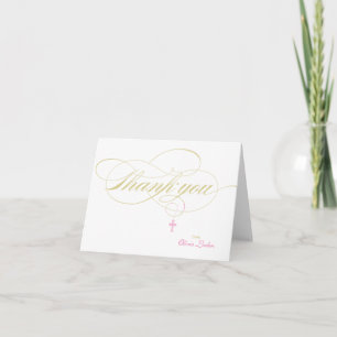 Tarjeta de agradecimiento de Christening o First C