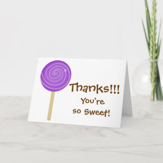Tarjeta de agradecimiento de Chupachups Morado Dul